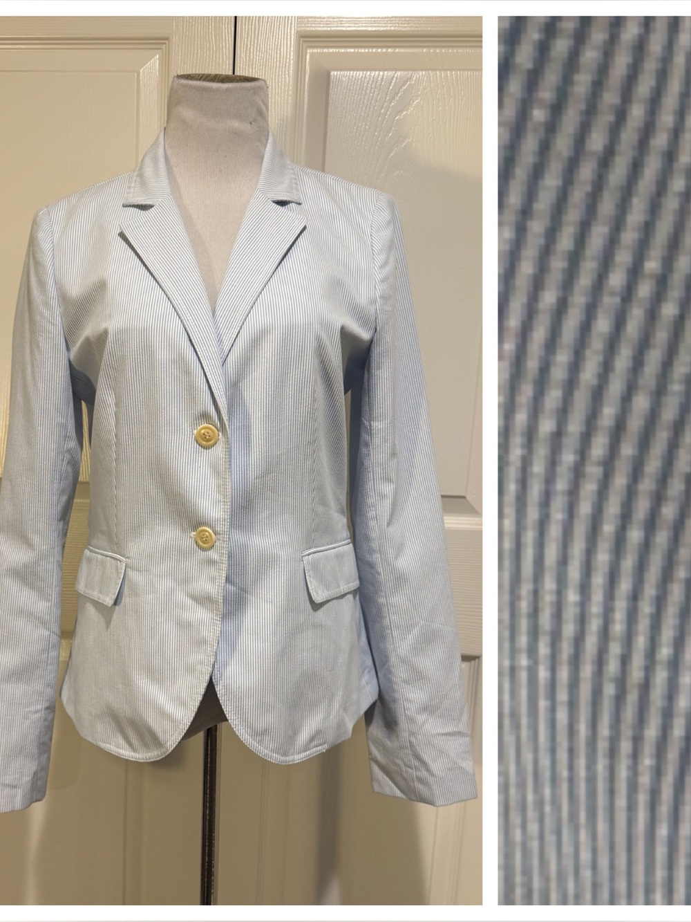 NWT! J.Crew Seersucker Blazer 10 Tall Blue White Striped Two-Button Jacket 74287